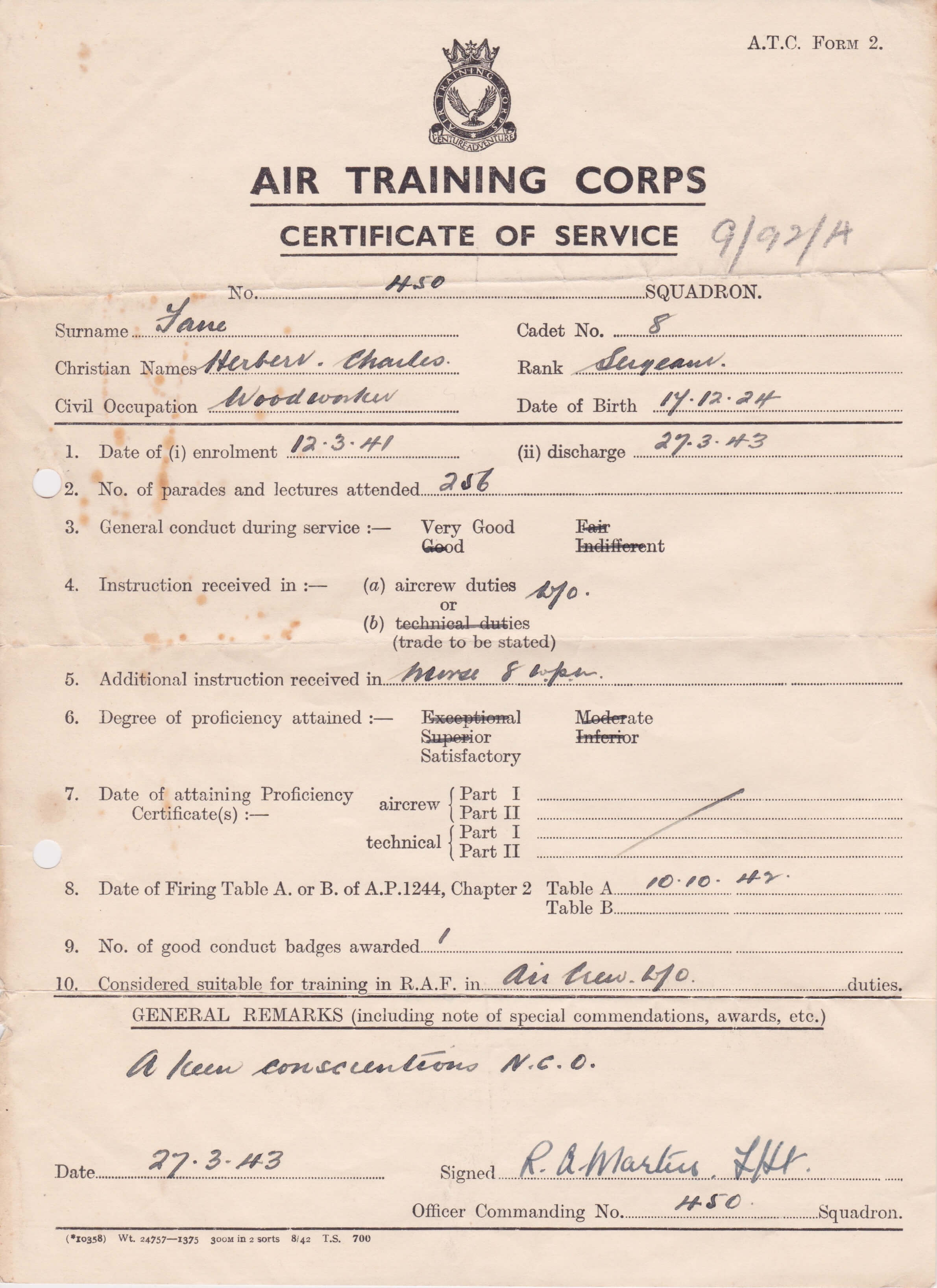 HCF ATC Certificate of Service